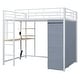 preview thumbnail 6 of 25, Full Size Loft Metal Bed with Desk,Shelves,Power Outlet,LED Light and Wardrobe