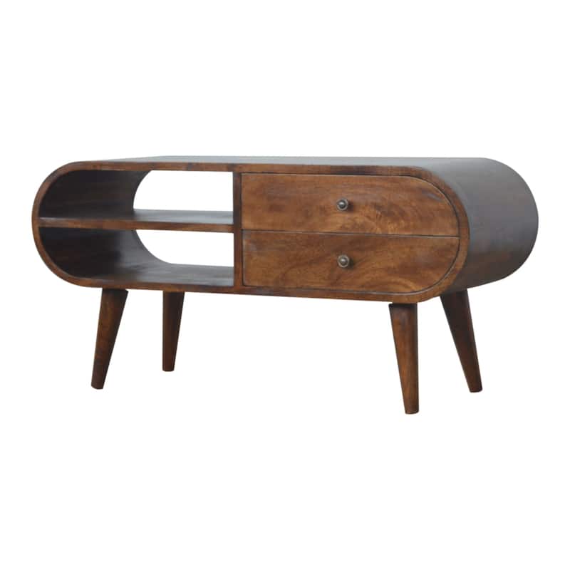 Artisan Furniture Chestnut Circular Media Unit, Brown with storage & Drawer