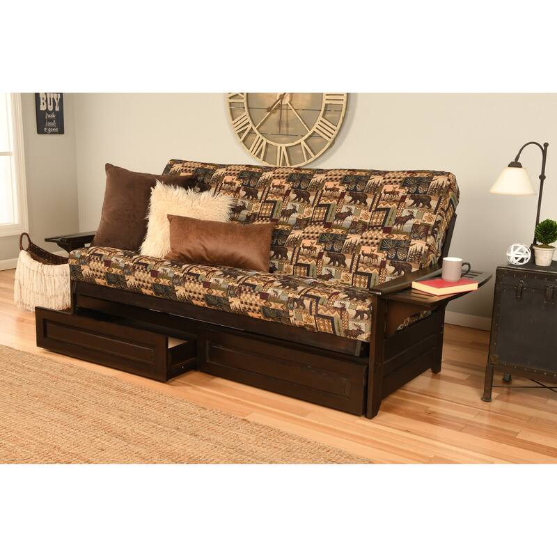 Porch & Den DeSoto Espresso Full-size Futon Set with Innerspring Mattress - Peter's Cabin