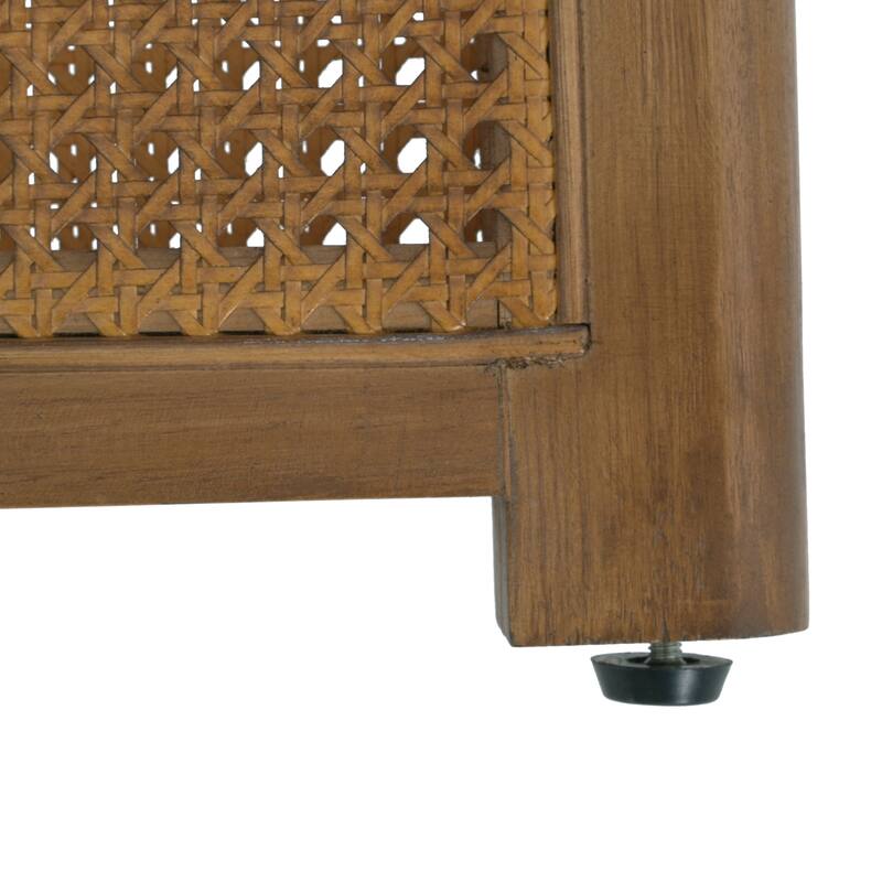 32'' Rattan Coffee Table Round Side Table, Wood Center Table End Table Rustic Dining Table for Living Room