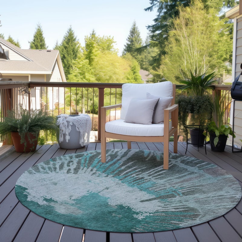 Machine Washable Indoor/ Outdoor Chantille Modern Burst Rug