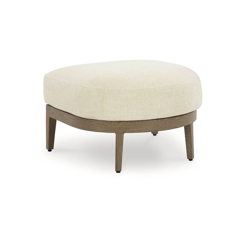 Signature Design by Ashley Serene Bay Beige/Dark Brown Outdoor Ottoman with Cushion