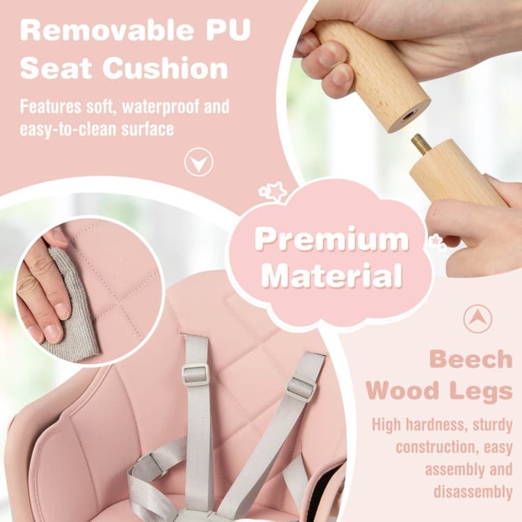 6-in-1 Baby High Chair with Removable Dishwasher and Safe Tray - 24.5" x 23" x 35.5"