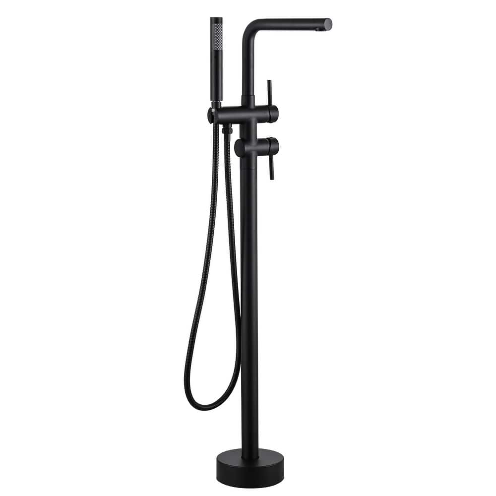 WOWOW 2-Handle Freestanding Longer Spout Tub Faucet with Handshower