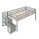 preview thumbnail 3 of 3, Grey Twin Pine Loft Bed with Staircase & Fence