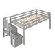 preview thumbnail 3 of 3, Grey Twin Size Pine Wood Loft bed with staircase and Fence for Kids, Boys and Girls