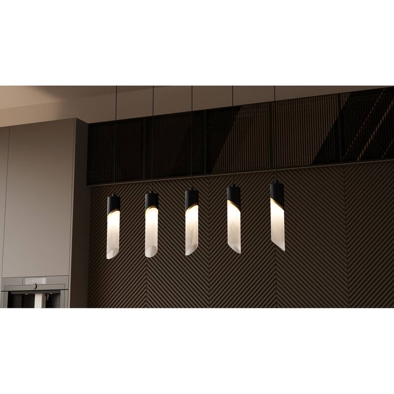 Alys 2-Light Integrated LED Matte Black Linear Chandelier