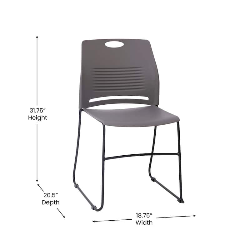 Commercial 660 LB. Capacity Plastic Steel Sled Base Stack Chairs - 5 Pack