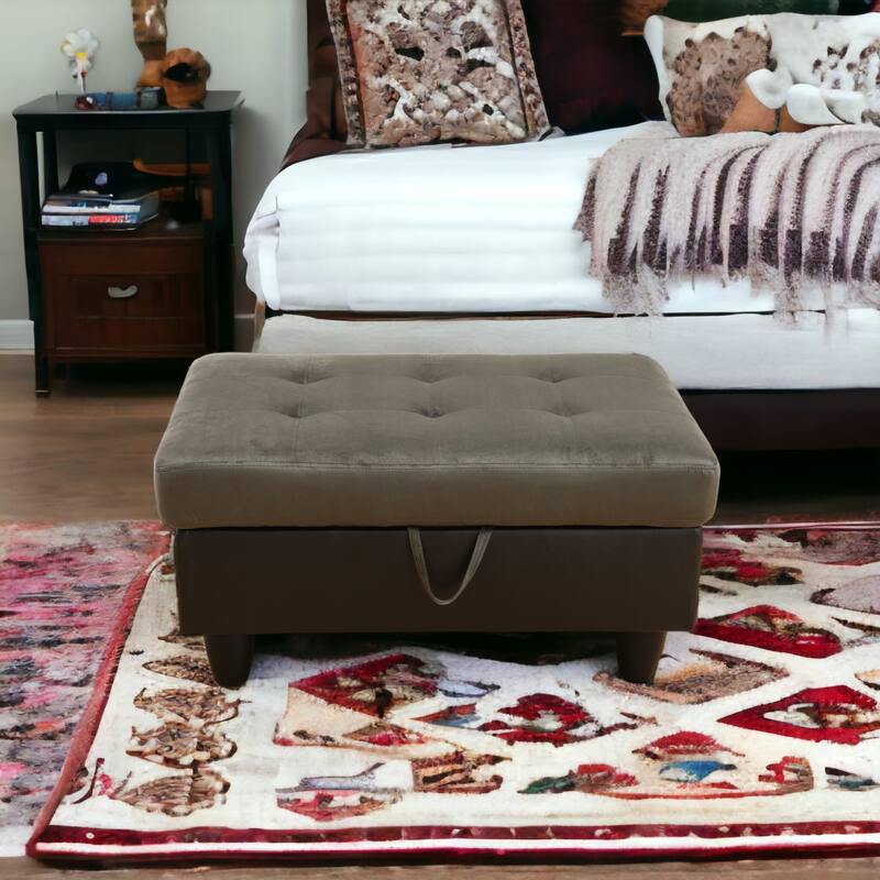 KISRAIS 34" Wide Upholstered Storage Ottoman