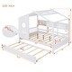 preview thumbnail 5 of 34, Playhouse Design Full Size House Wooden Bed With Trundle, Modern Design for Kids with Storage Shlef-White