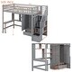 preview thumbnail 4 of 11, Gray Twin Size Loft Bed with Storage Stairs, Desk and Wardrobe, Stairway High LoftBed with Bookshelf & Drawers, Wooden Bedframe