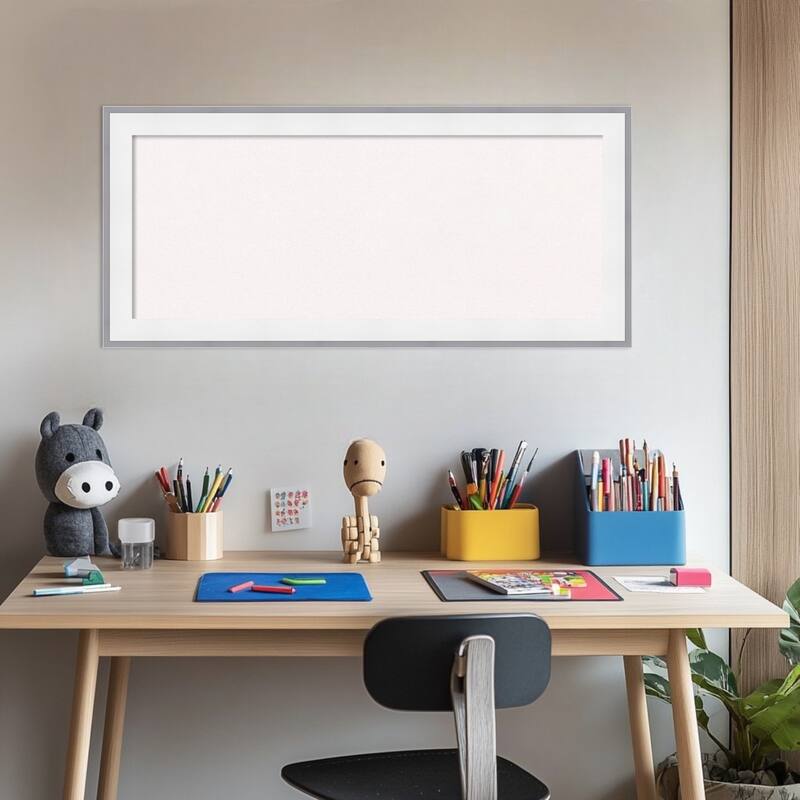 Maya White Silver Framed Cork Board - Bulletin Board, Organization Board, Pin Board