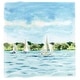 preview thumbnail 5 of 3, Sailing No 2 Watercolor by Michelle Mospens - Shower Curtain - Americanflat
