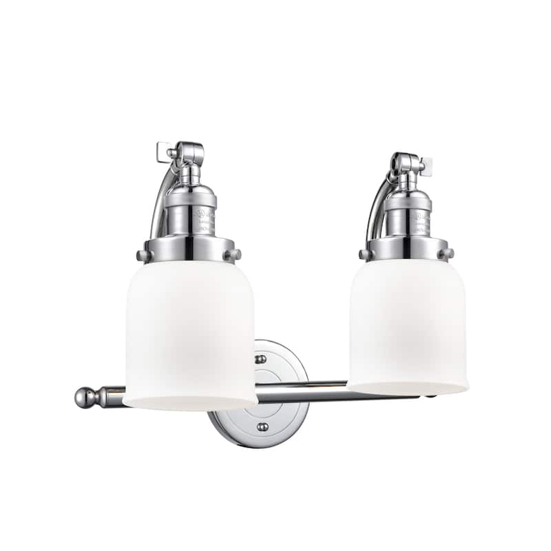 Innovations Lighting Small Bell 2 Light 18" Wide Bathroom Vanity Light - Polished Chrome / Matte White Cased