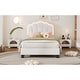 preview thumbnail 32 of 53, Twin/Full Size Upholstered Bed Frame, Flower-Shape Headboard with LED Light Strip, Sherpa Fabric Platform Bed
