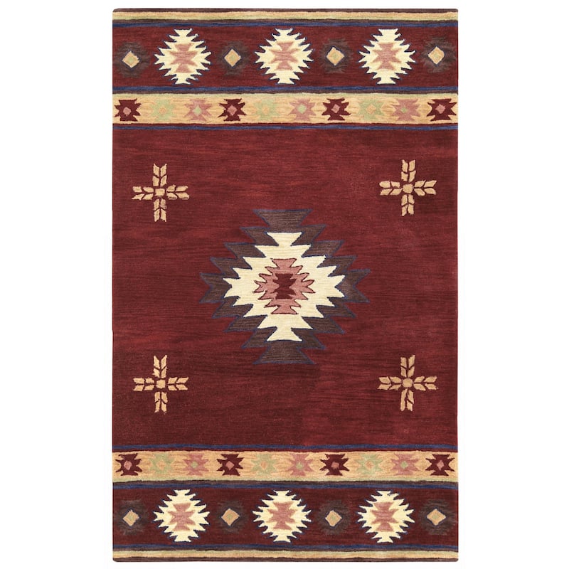 Alora Decor Ryder Southwestern Hand-tufted Wool Rug - 3' x 5' - Burgundy - Runner