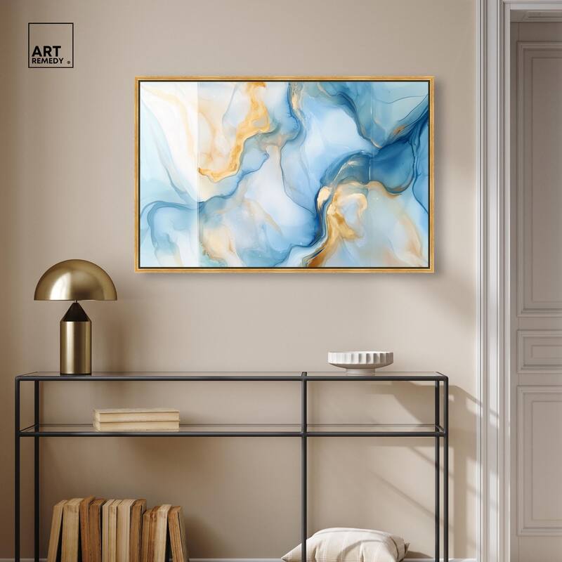Blue Veined Gold Canvas by Art Remedy