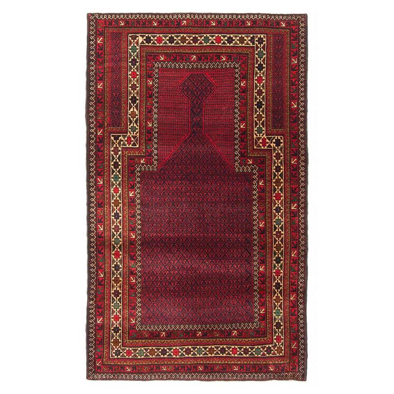 Teimani Red Rug 2'11" x 5'1" - 2'11 x 5'1 - Red - 2'11 x 5'1