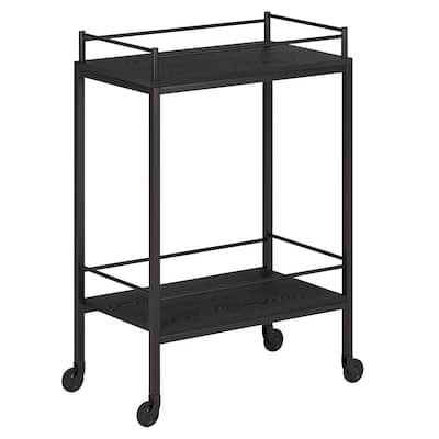 Rolling Beverage Cart with Wheels Steel and Wood Bar Cart for Home Use - 23” x 14” x 35”