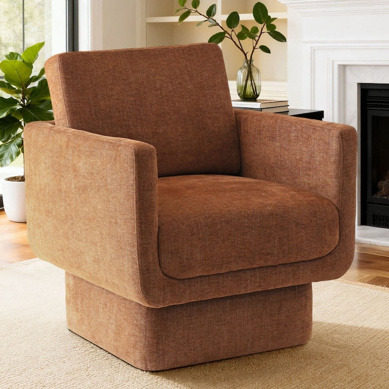 Upholstered Swivel Barrel Accent Chair