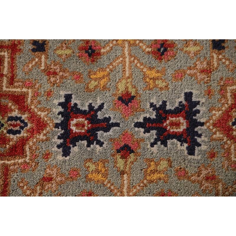 Geometric Heriz Serapi Runner Rug Hallway Hand-Knotted Wool Carpet - 2'6"x 7'10"