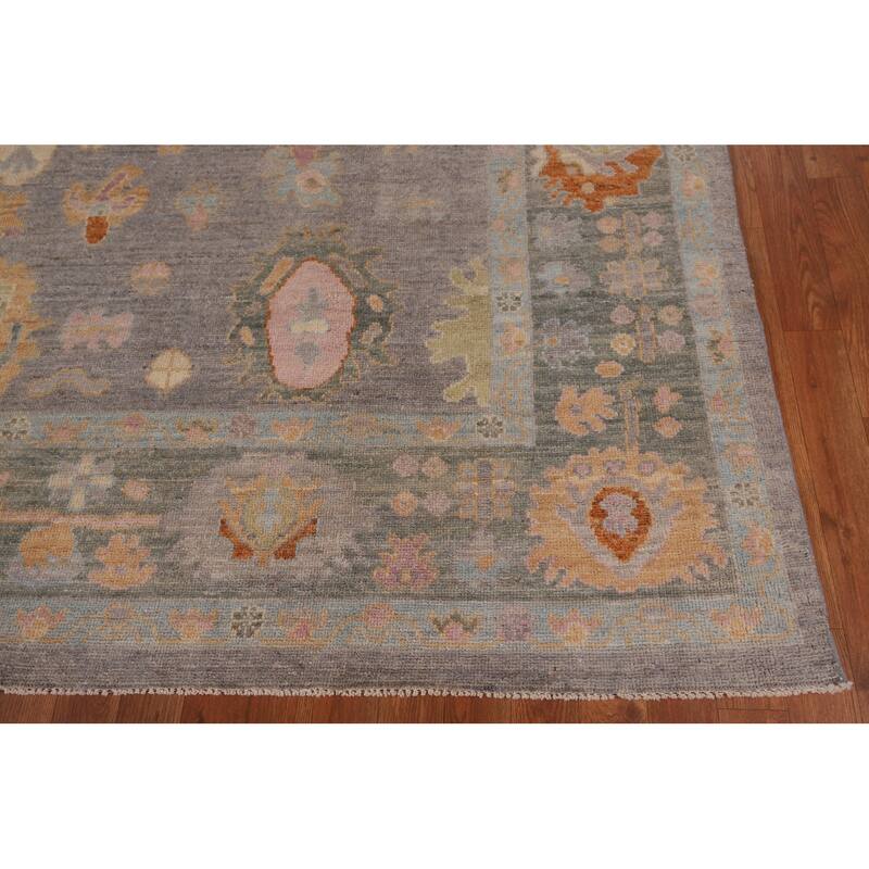 Floral Oushak Vegetable Dye Area Rug Handmade Wool Carpet - 8'4" x 9'9"