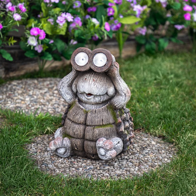 Turtle with Binoculars Outdoor Solar Lighted Garden Statue - 11.5"