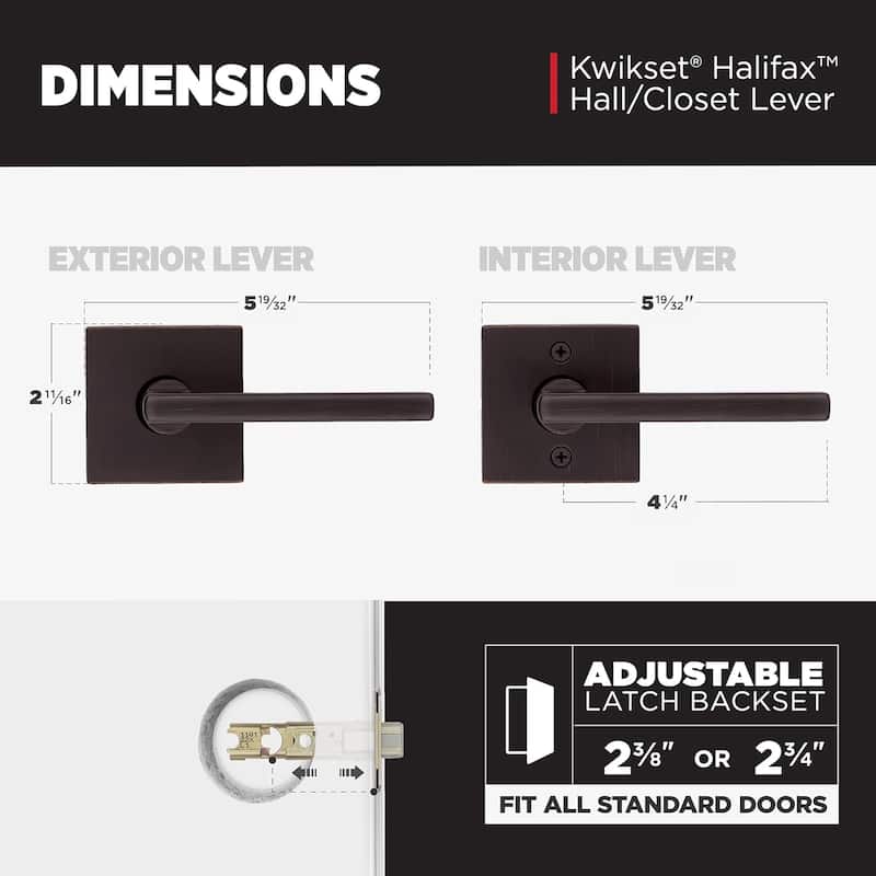 Kwikset Halifax Interior Passage Door Handle, Lever For Closet and Hallway Doors