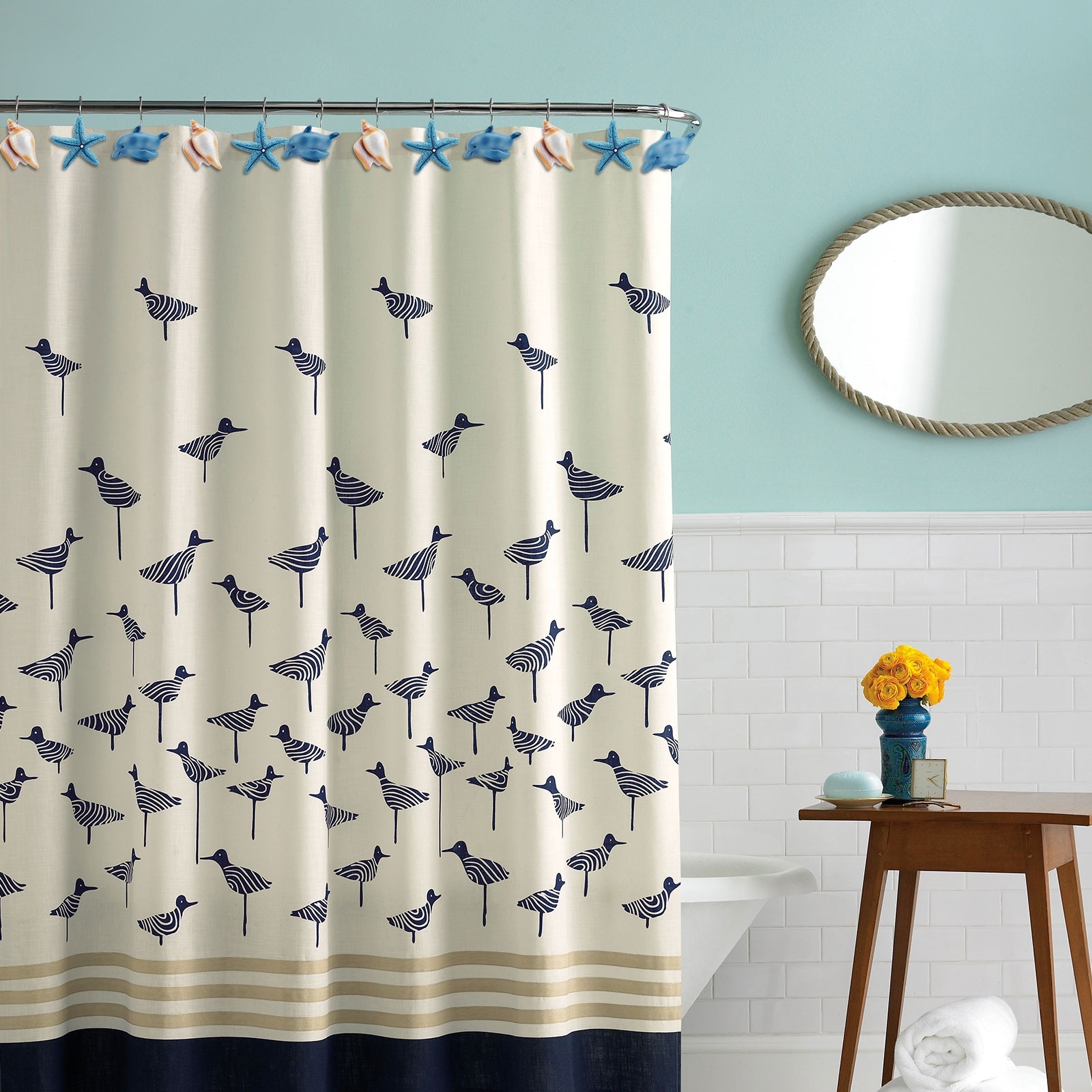 12PCS Beach Shell Shower Curtain Anti-Rust Hooks Rings for Bathroom Decor  Blue - On Sale - Bed Bath & Beyond - 37991981