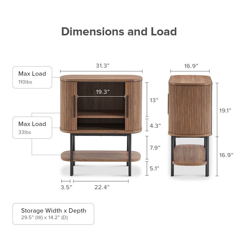 mopio Quin Storage Cabinet, Tambour Fluted Entryway Accent Sofa Tables