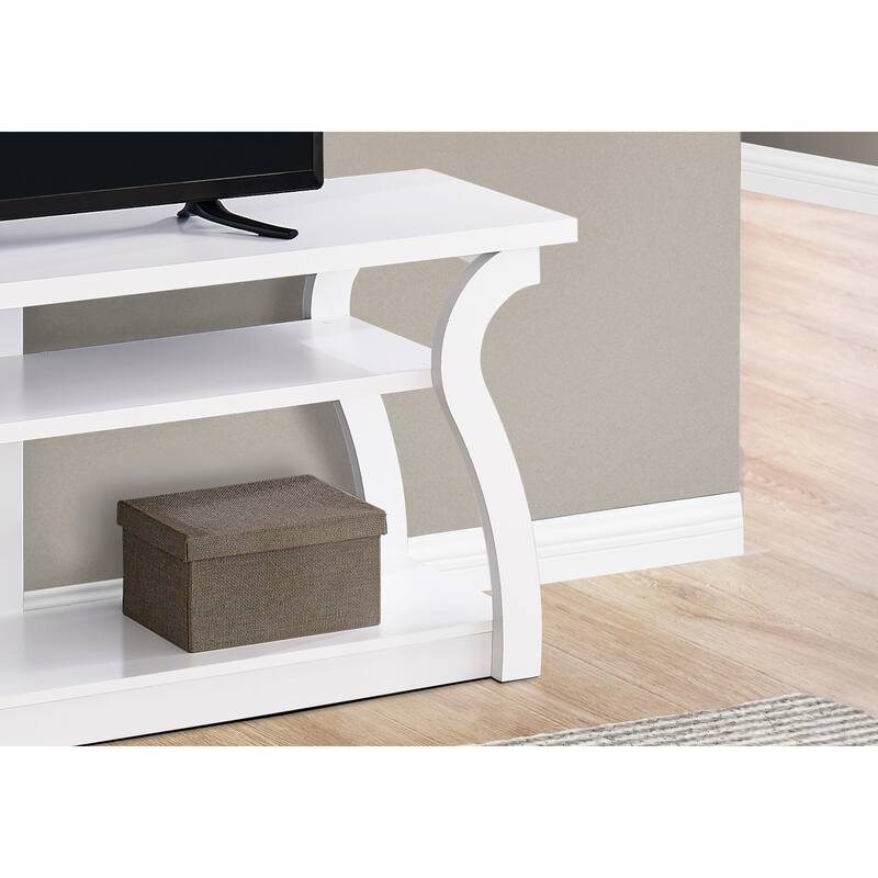 Contemporary 60" TV Stand, Narrow Profile Media Entertainment Center with Storage Shelves