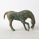 preview thumbnail 2 of 6, Artissance Approx. 15" Wide 10" High Bronze Green Vintage Style Drinking Horse Statue, Art Figurine Sculpture (Color Vary)