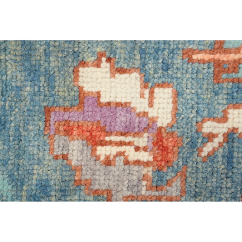 Hand Knotted Oriental 100% Wool Carpet Transitional Geometric Navy Blue & Blues Oushak Area Rug - 6' 10'' X 4' 1''