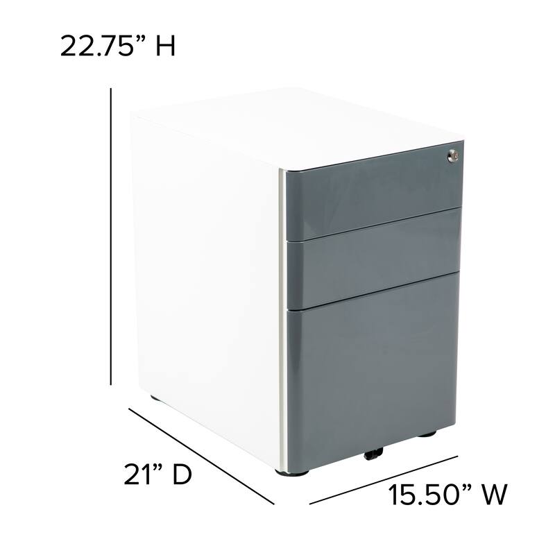 Modern 3-Drawer Mobile Locking Filing Cabinet Storage Organizer
