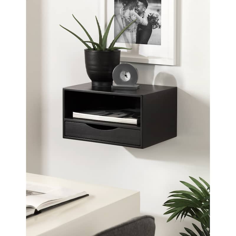 Kate and Laurel Hutton Floating Wall Shelf with Drawer - 12.5x10x7