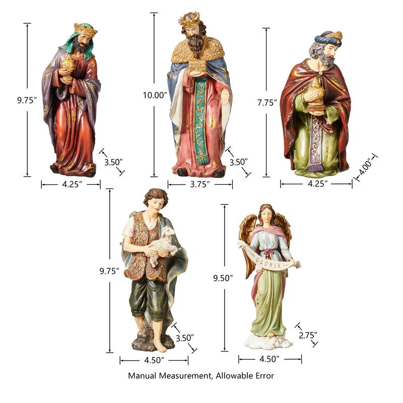Glitzhome 12pcs Resin Christmas Nativity Figurines Set