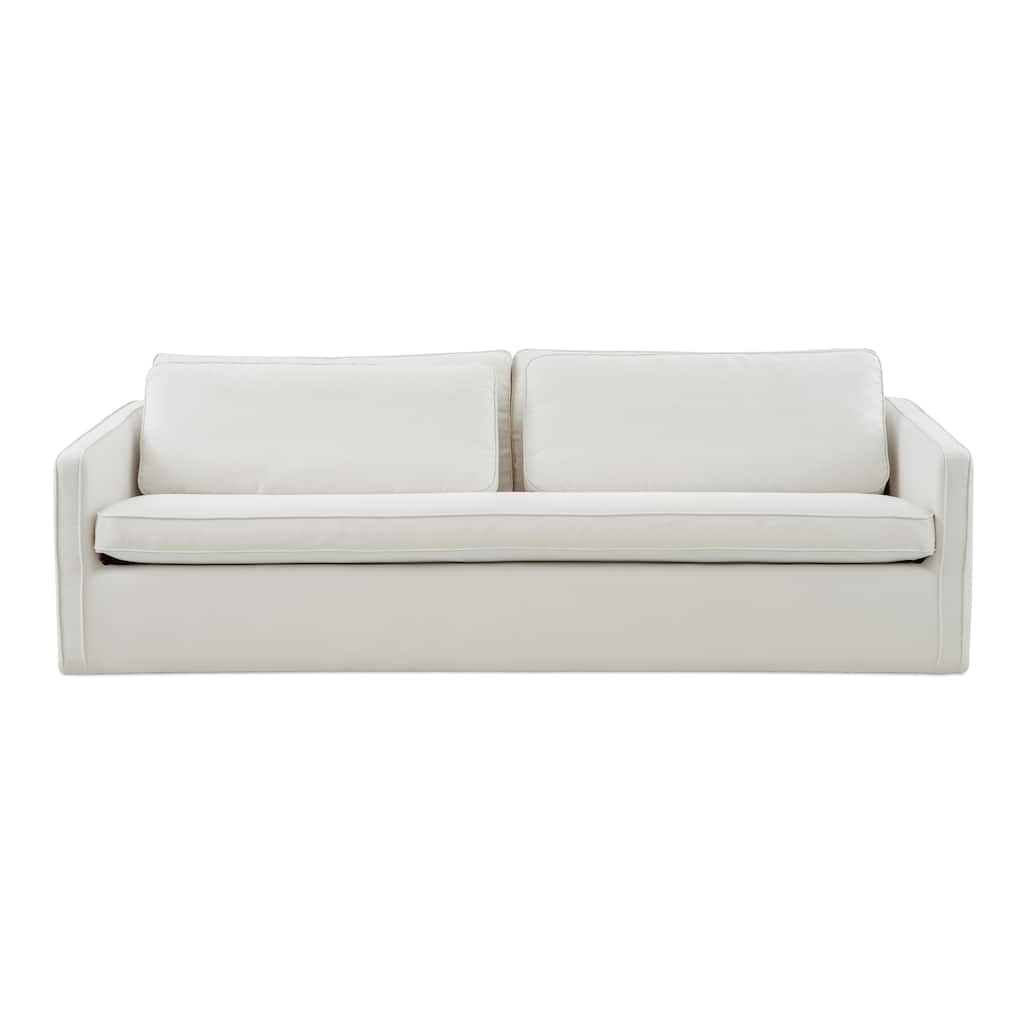 NADAAL STUDIOS Cyris Sofa, Minimalist Bench Form with Layered Cushions and Performance Upholstery, Ivory