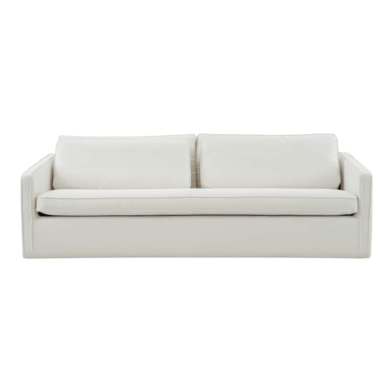 NADAAL STUDIOS Cyris Sofa, Minimalist Bench Form with Layered Cushions and Performance Upholstery, Ivory