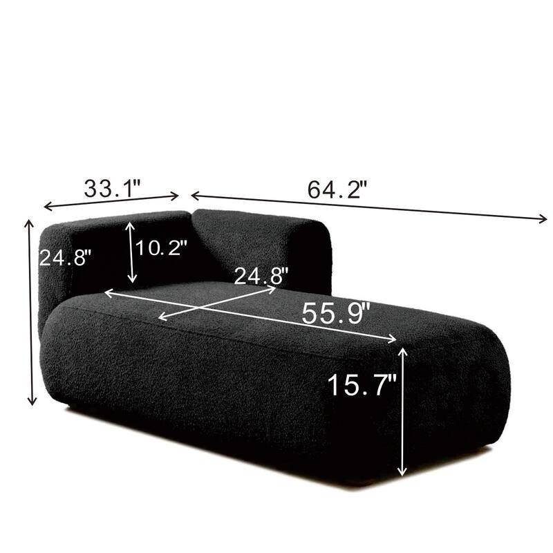 Modern Upholstered Chaise Lounge Chair, Indoor Relaxation Sofa for Living Room or Bedroom