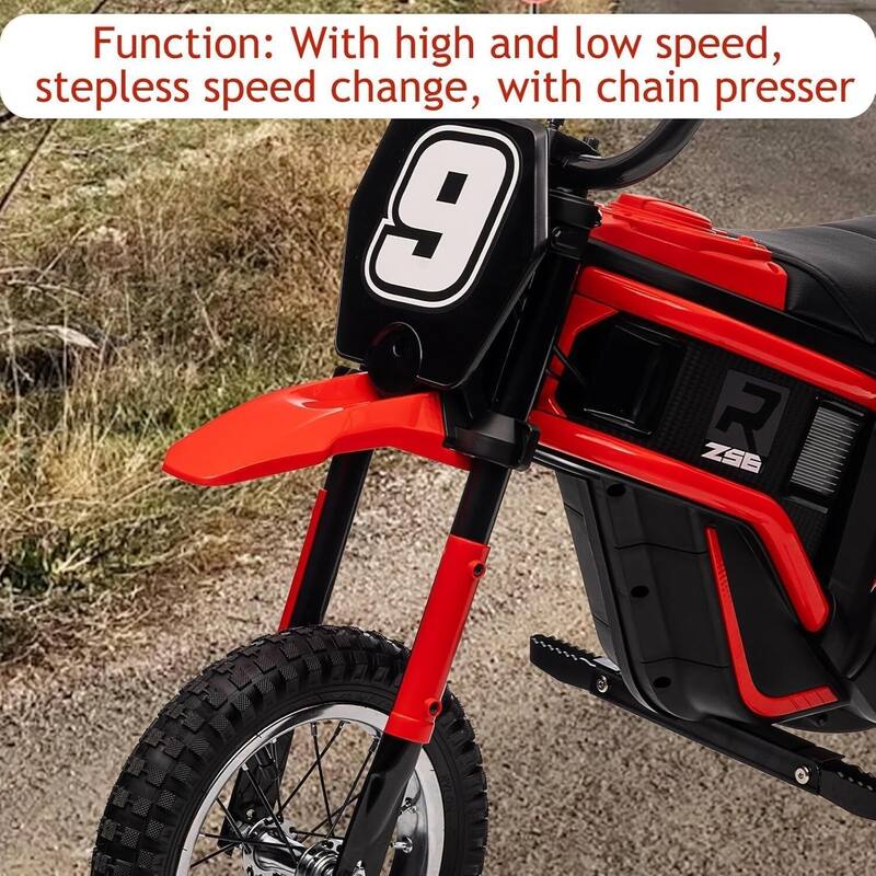 24V Kids Electric 3-Speed Dirt Bike, Motorcycle with Shock for Aged 8-14 Kids Best Gift