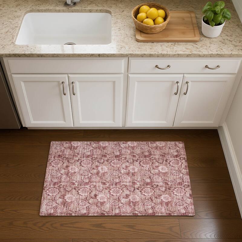 Premium Washable Super Soft Traditional Mayfield Rug - Blush - 1'8" x 2'6"