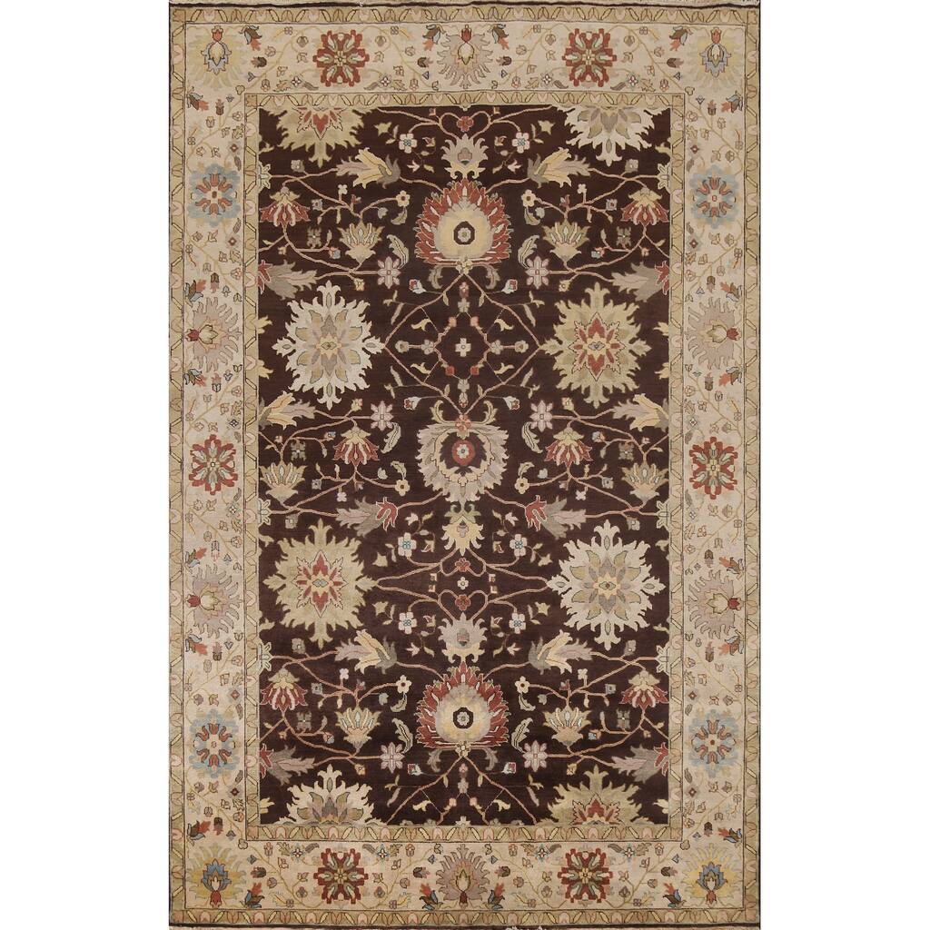 Floral Oushak Oriental Traditional Area Rug Hand-knotted Wool Carpet - 9'0" x 11'8"