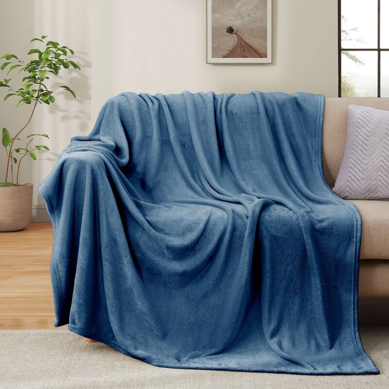 Lightweight Plush Fuzzy Flannel Blanket, Rversible Soft Throw Blanket