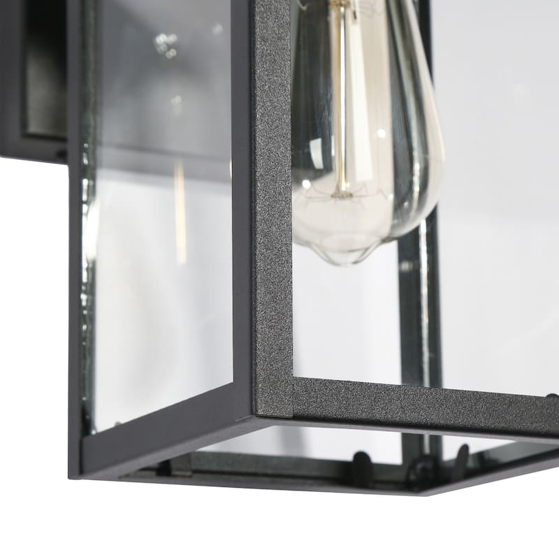 Modern Black 1-Light Outdoor Wall Sconces Patio Lantern Lights - L 6.3" x W 8.7" x H 11"