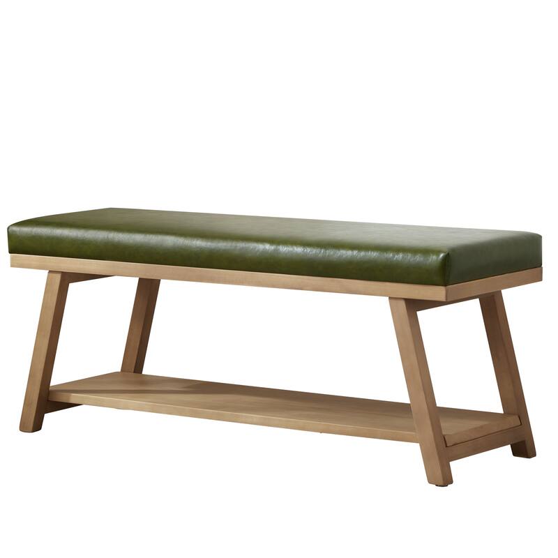 Solid Wood Shoe Bench with Cushion Entryway Shoe Bench