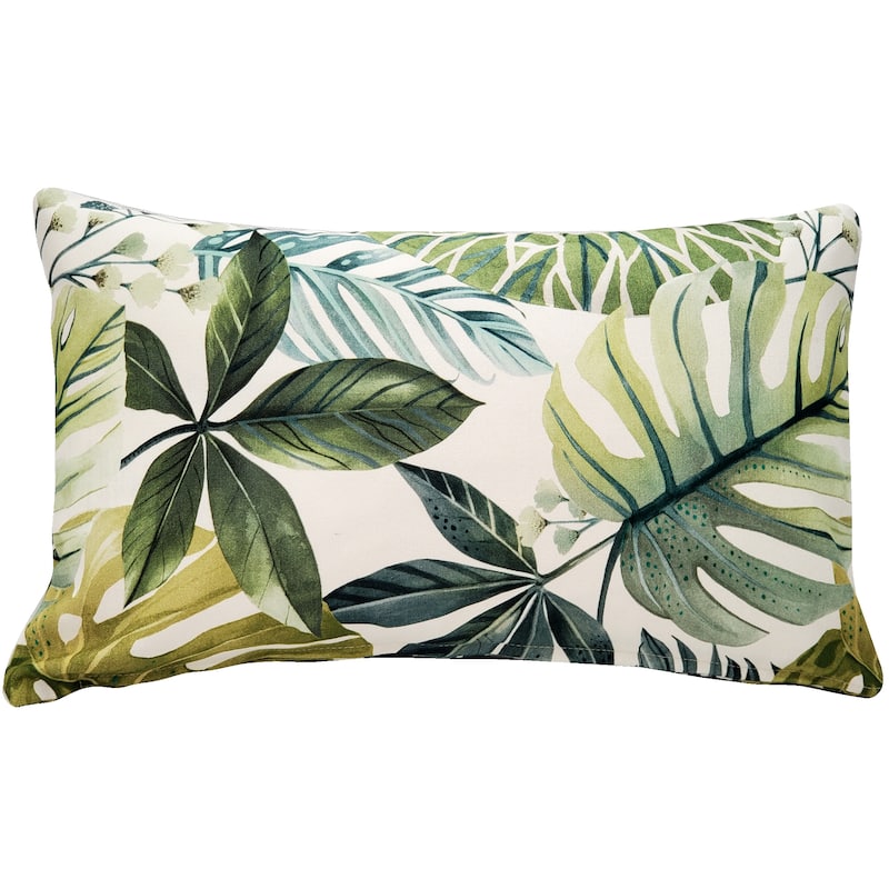 Thai Garden Leaf Throw Pillow - 20" x 12" - Cover Only - Green