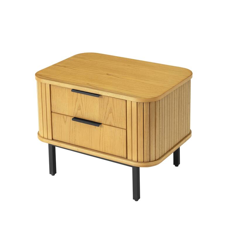 2-Drawer Nightstand Wood End Table