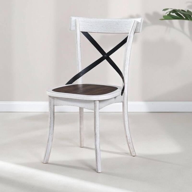 Rustic Farmhouse Dining Chair Kitchen Side Chair with X-Shaped Backrest and Solid Wood Frame, for Dining Room, Set of 2 - Brown