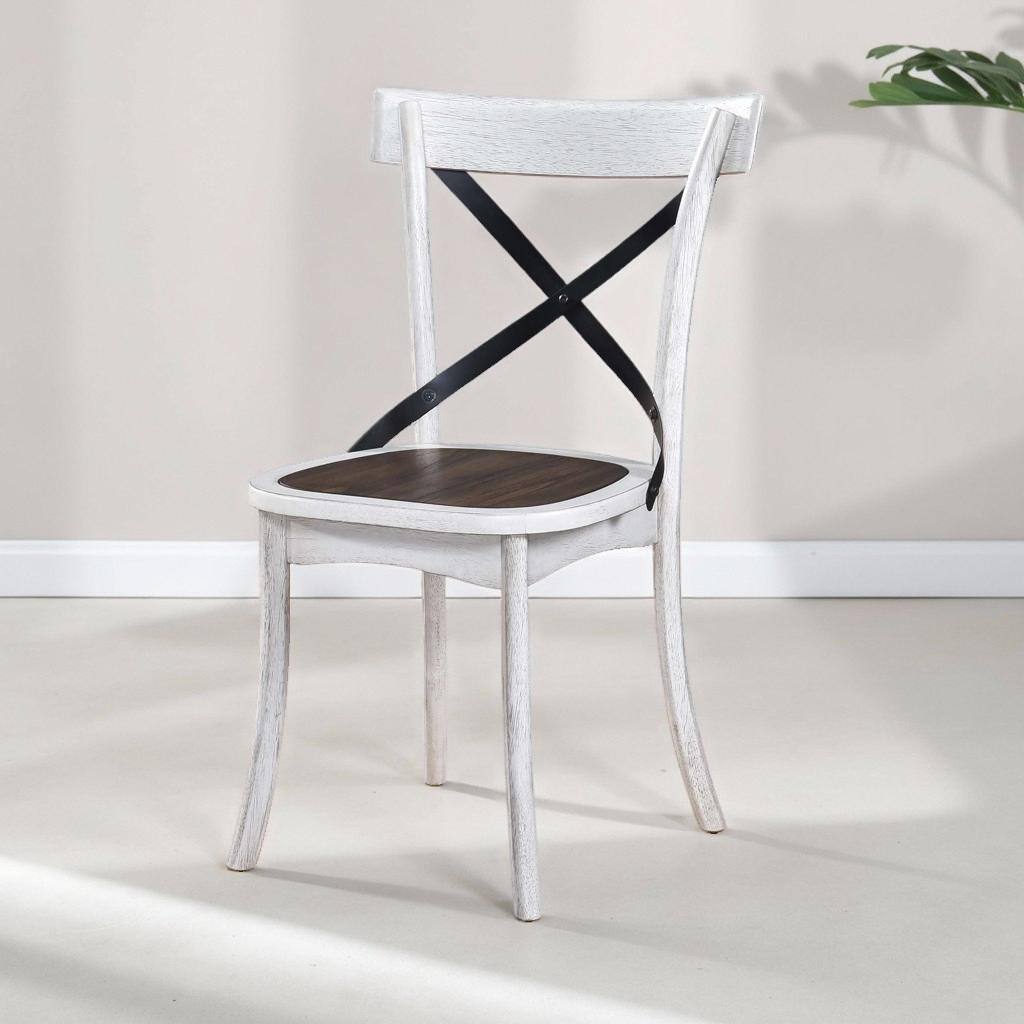 Rustic Farmhouse Dining Chair Kitchen Side Chair with X-Shaped Backrest and Solid Wood Frame, for Dining Room, Set of 2