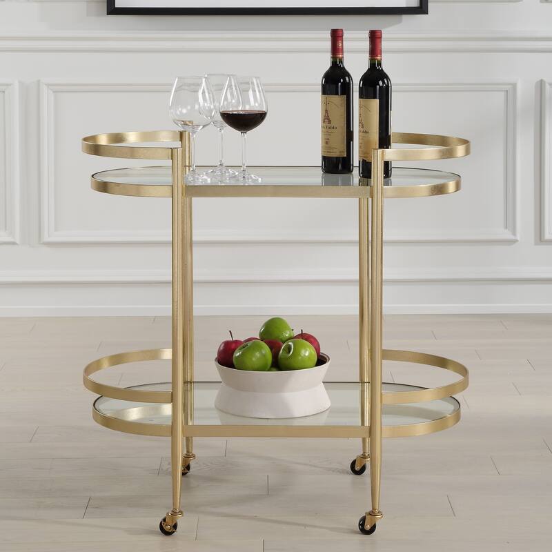 Uttermost Isabelle Gold Bar Cart - 30" H x 33.5"W x 17.75" D